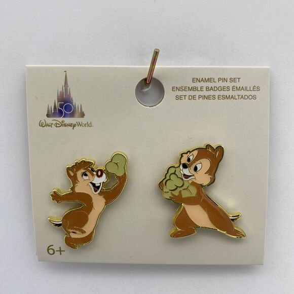 Loungefly Walt Disney World Pin Chip 'N Dale & Popcorn 50th Anniversary 2 Pins - Picture 1 of 7